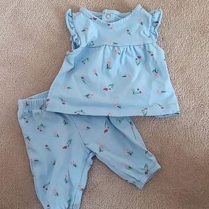 Just One You Blue Floral Shirt and Pant Set